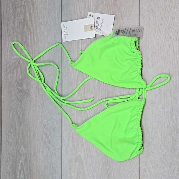 NWT Good American Women Chartreuse Swim Bikini Top sz 3/L - Picture 2 of 6